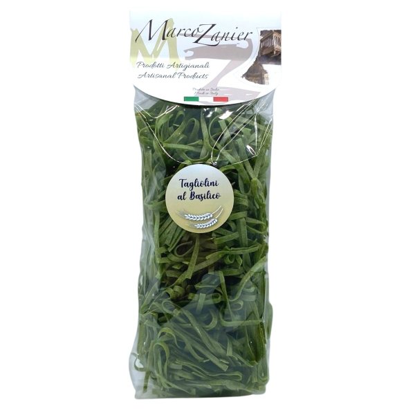 Tagliolini al Basilico, Schmale Bandnudeln mit Basilikum, 250 g, Marco Zanier