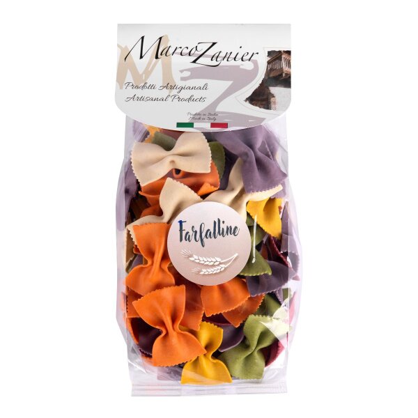 Bunte Pasta Farfalline, 250 g, Farbige Schmetterlings Nudeln, Marco Zanier