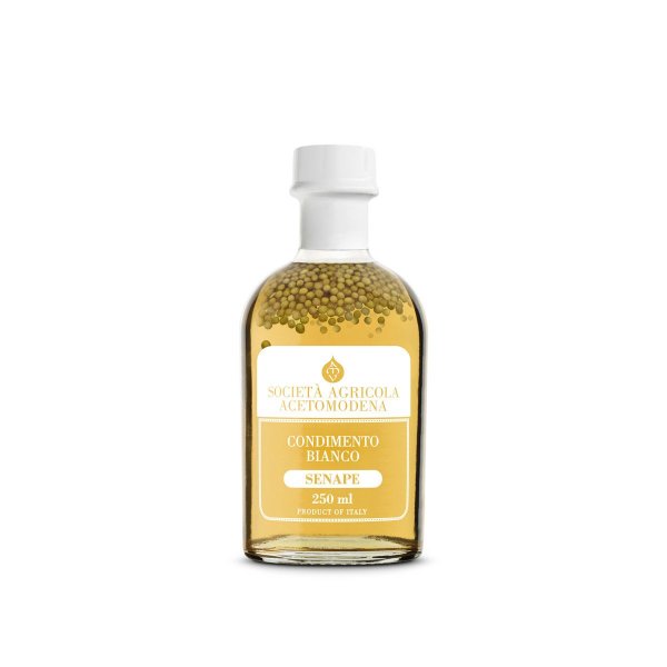 Condimento Bianco, Senape, Weißer Würz Essig Condiment mit Senfkörnern, 250 ml, Società Agricola AcetoModena