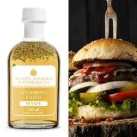 Condimento Bianco, Senape, Weißer Würz Essig Condiment mit Senfkörnern, 250 ml, Società Agricola AcetoModena